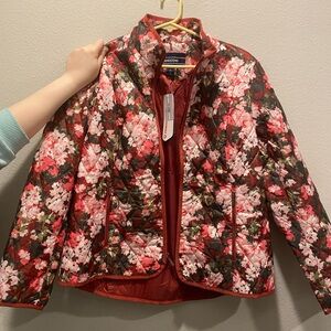 Lands' End Lightweight Floral Puffer Jacket